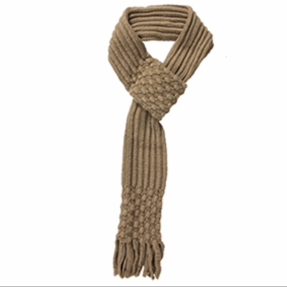 Accessories - Taupe Pull Through Knit Scarf